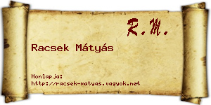 Racsek Mátyás névjegykártya