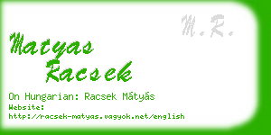 matyas racsek business card