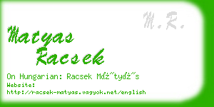 matyas racsek business card